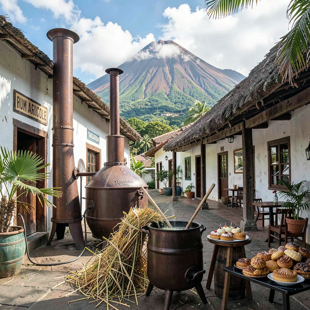 French Caribbean fusion in Guadeloupe, Rum agricole distillery, cane juice press