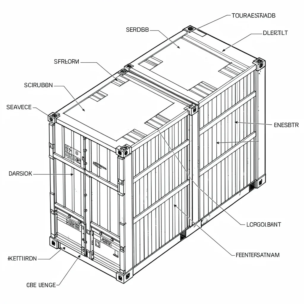 Cutaway diagram of a containerized service module with labelled hairline annotat