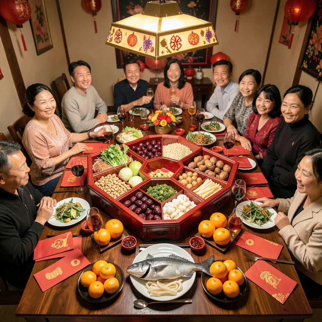 Octagonal New Year Sweet Tray Overhead
