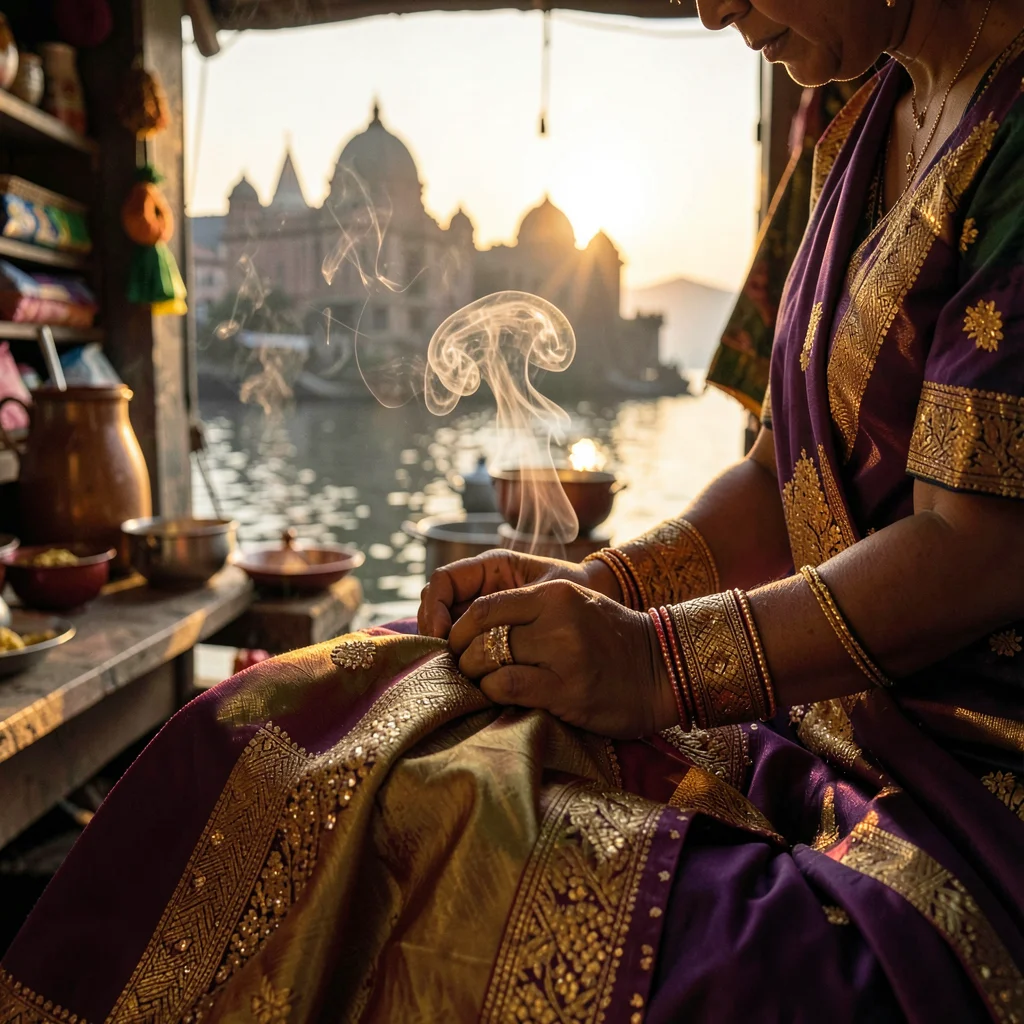 Banarasi silk zari detail