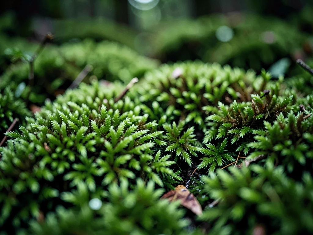 Moss texture at macro showing individual plants