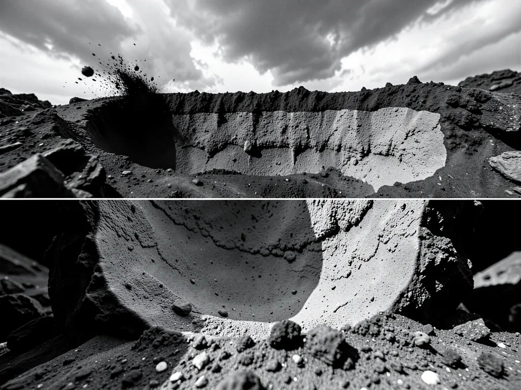 Ash layer cut showing depth