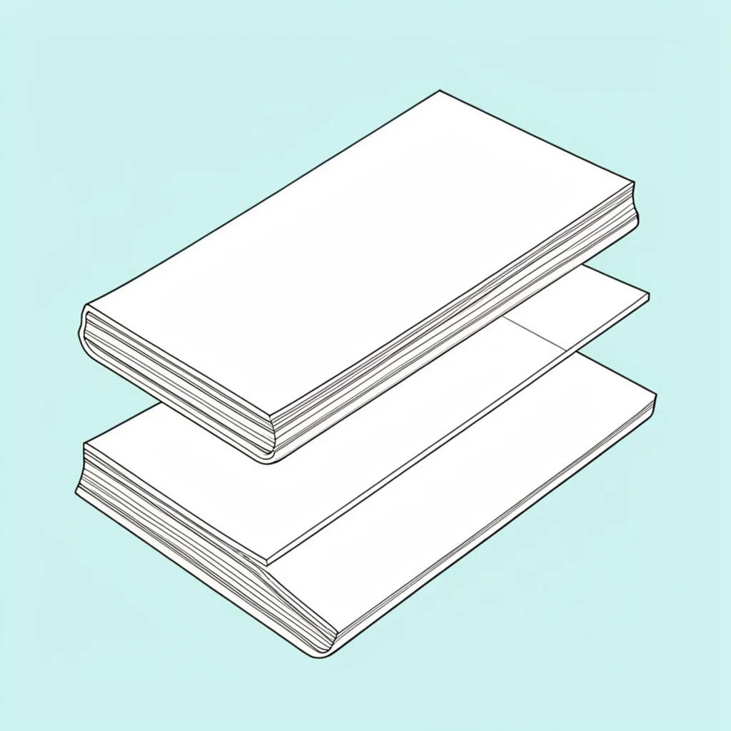 Technical exploded view of a layered yoga mat in crisp ivory linework on a pale 