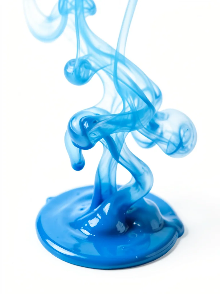 Paint smoke — acrylic paint dropped in water, swirling tendrils, macro, white ba