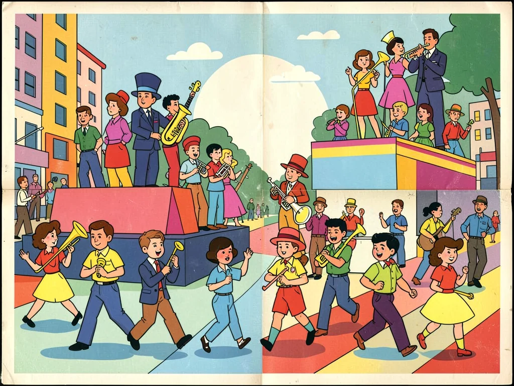 Retro parade with marching band