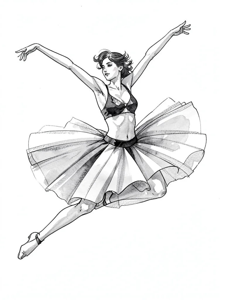 Dancer leap tulle floating