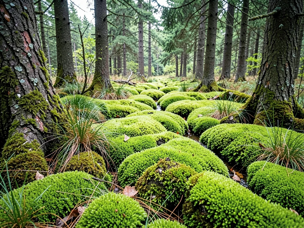 Sphagnum carpet in wetland bright green