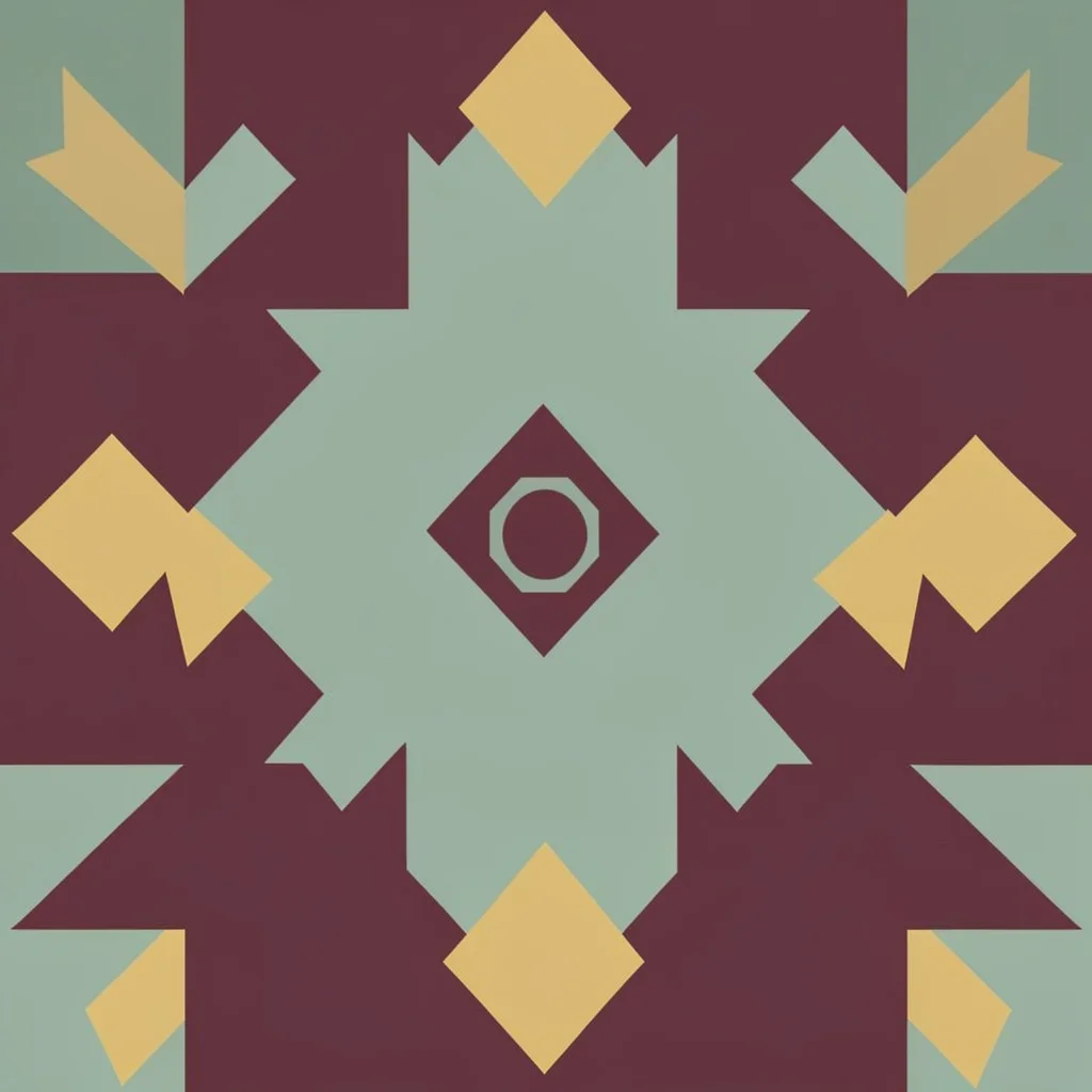 Flat blockcolor product motif of a kilim pattern in flat geometric blocks, sage 