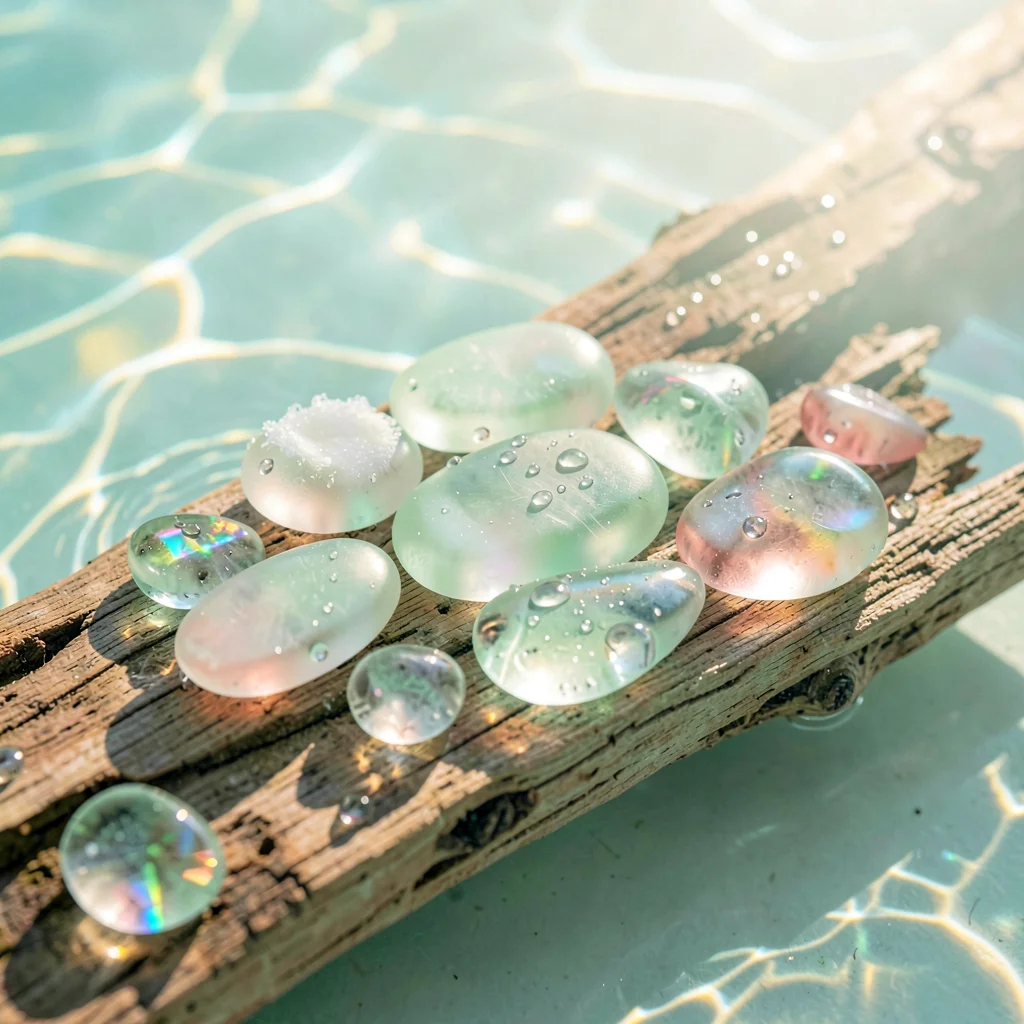 Soft diffused tropical light filtering through water vapor, A collection of sea 