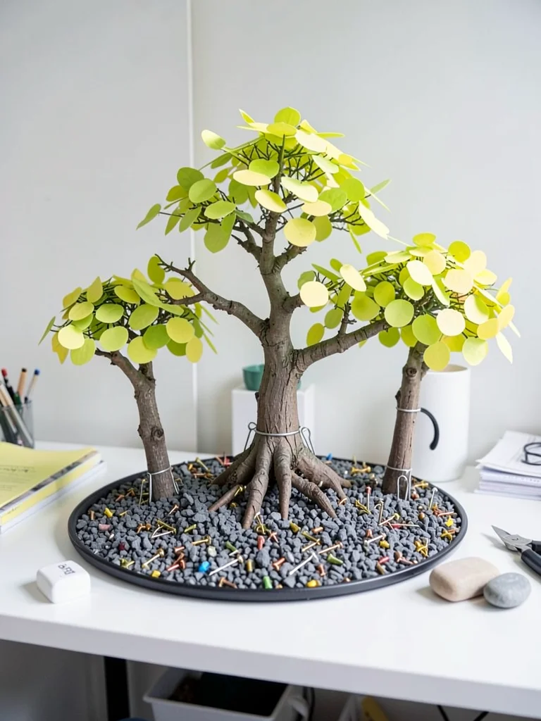 Binder Clip Trunk — Post-it Foliage Bonsai