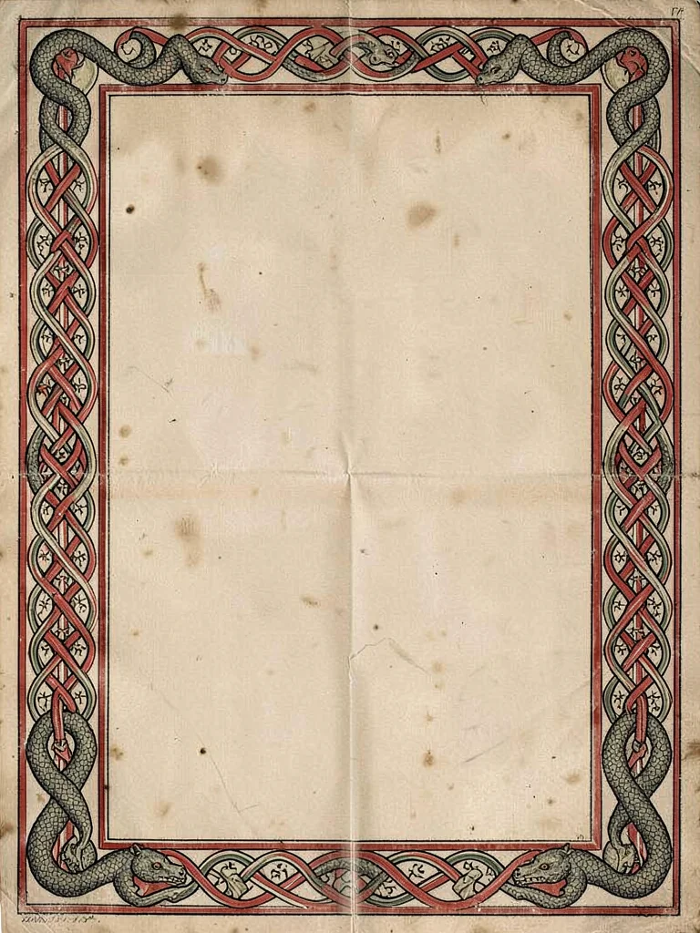 Full border composition — knotwork frame surrounding blank vellum interior field