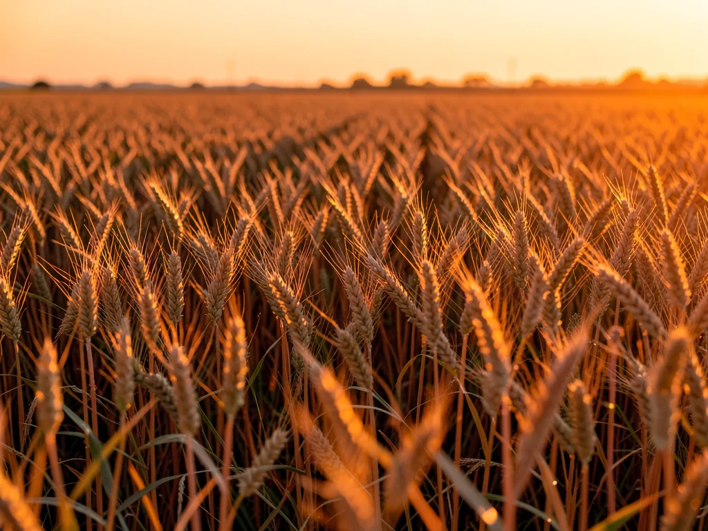 Golden hour through wheat field