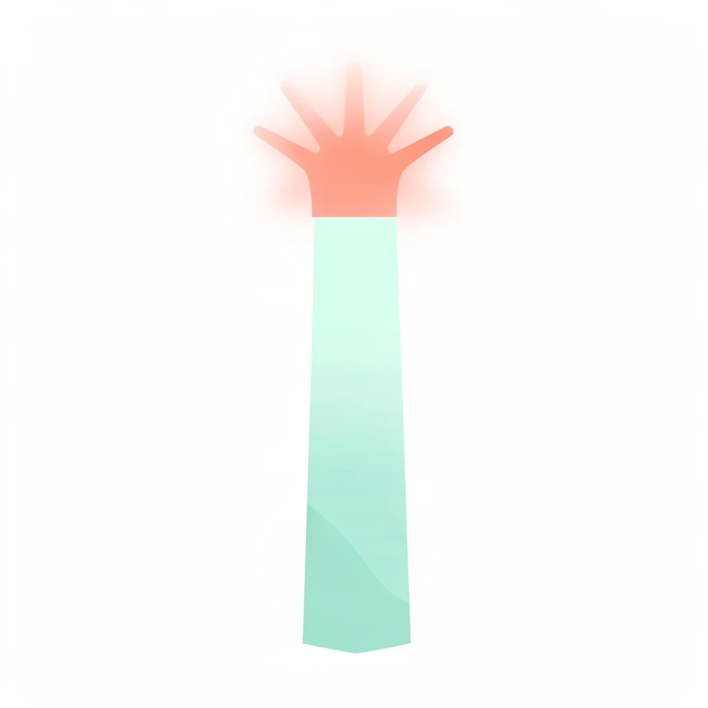 flat-vector single beacon-shape abstract — slim mint pillar with a coral light-b