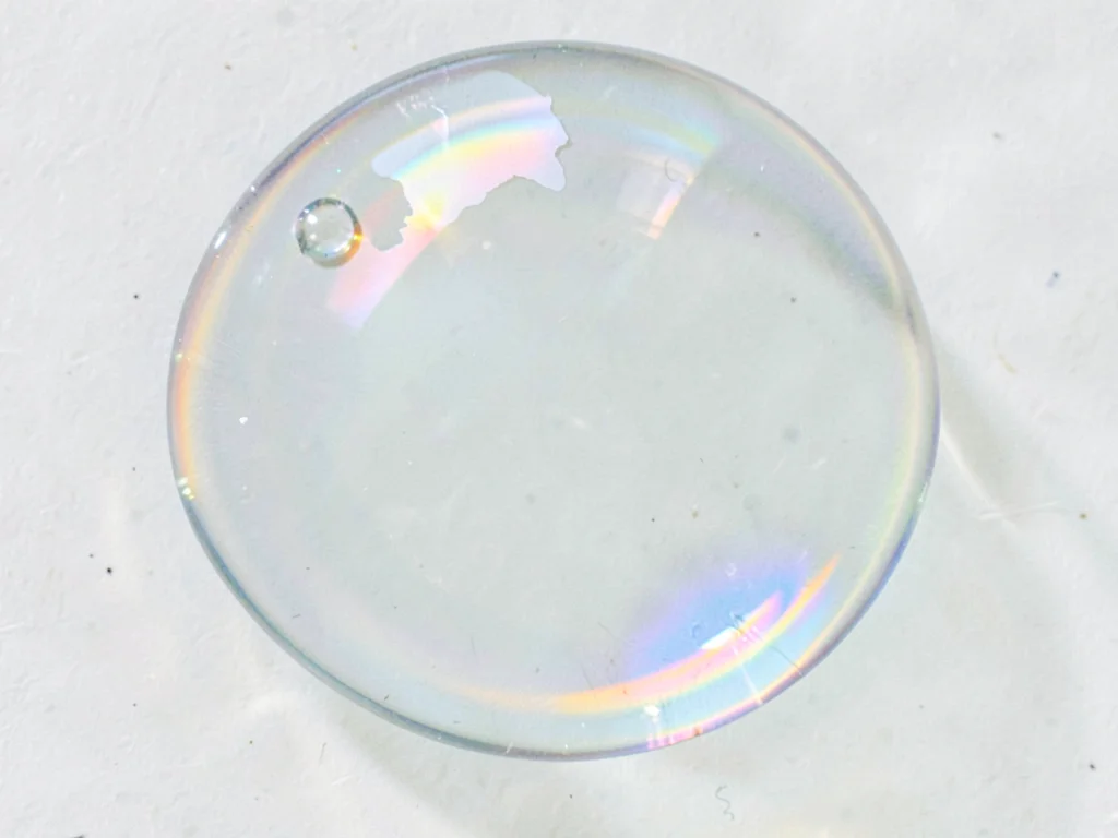 Film thinning before burst showing pale