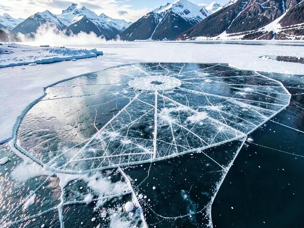 Old ice showing accumulated internal structure