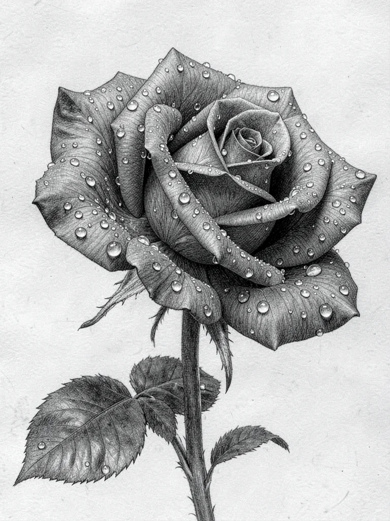 Rose with morning dew drops