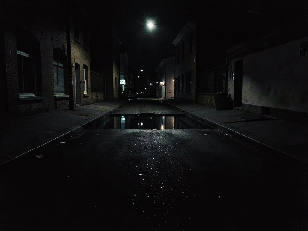 Night street single pool of light