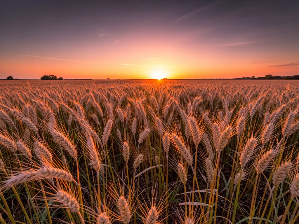 Wheat field at sunset