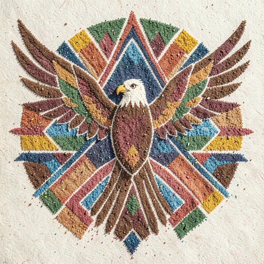 Eagle with geometric wing pattern