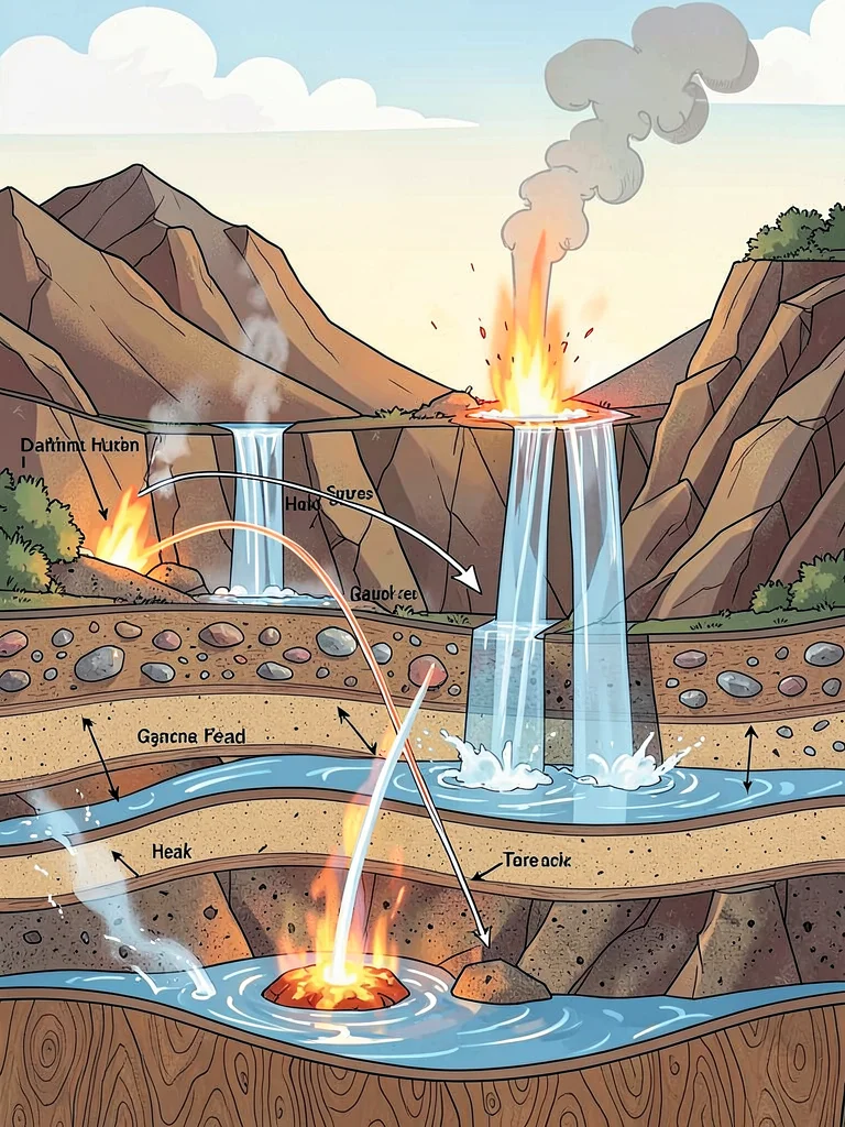 Geothermal system geological section