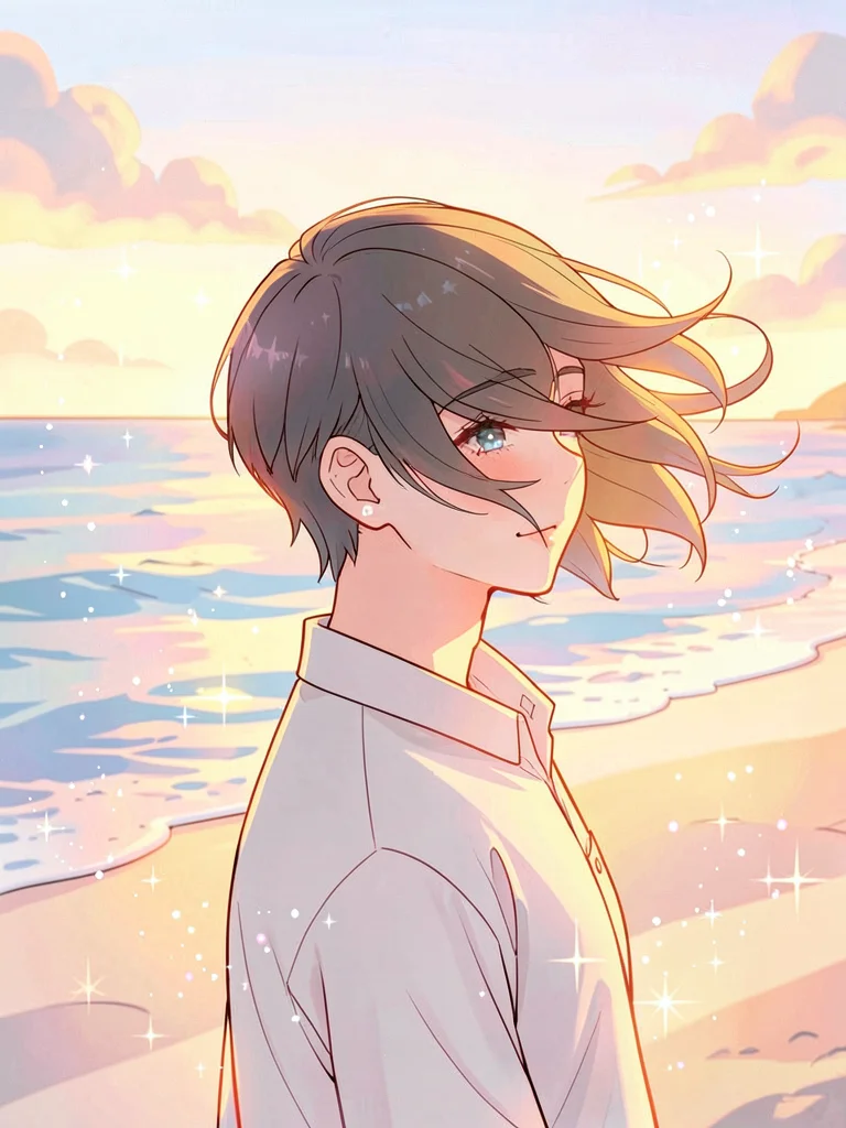 Beach golden hour portrait