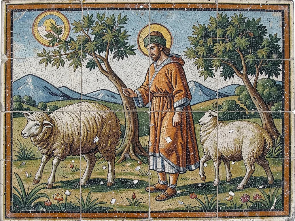 Pastoral shepherd mosaic