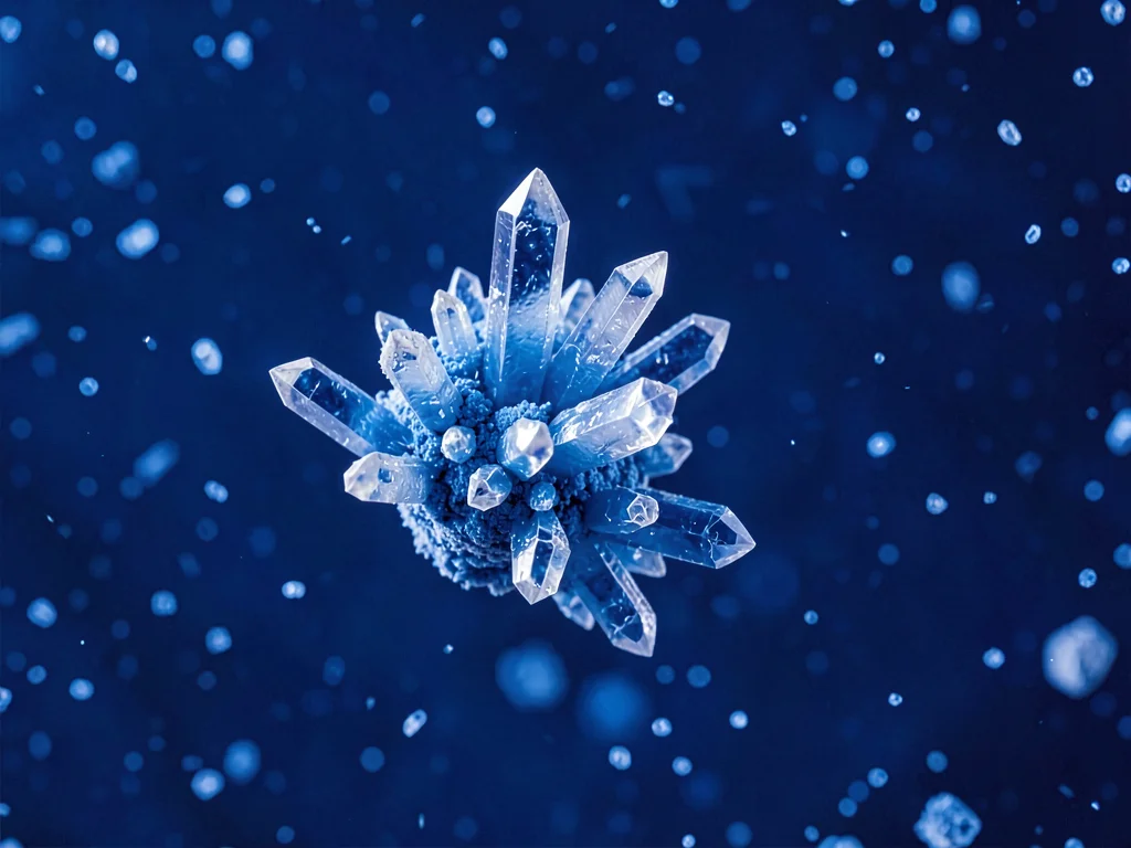 Copper sulfate crystal cluster in deep blue