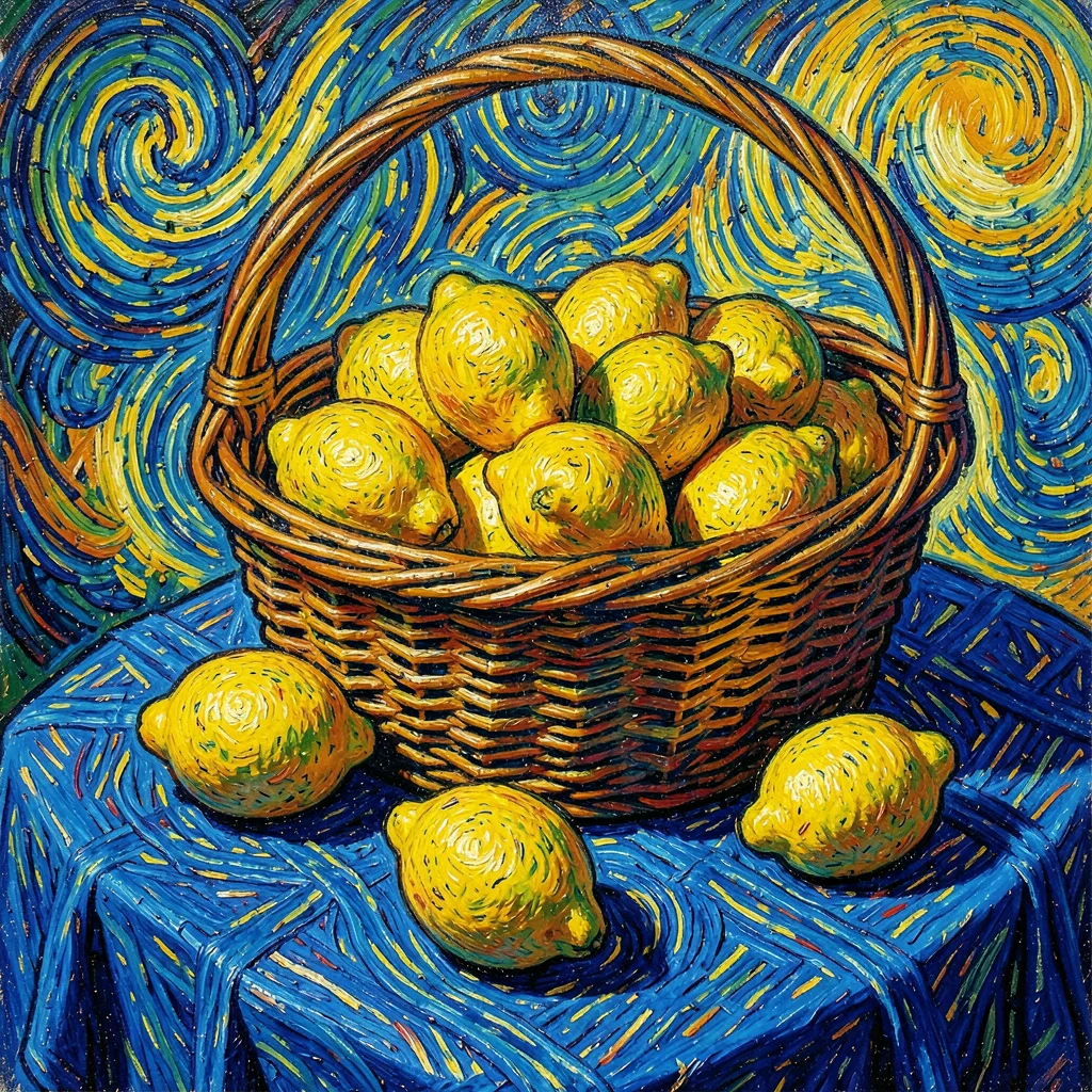 Post-impressionist Provençal intensity, emotional saturated color, A basket of l