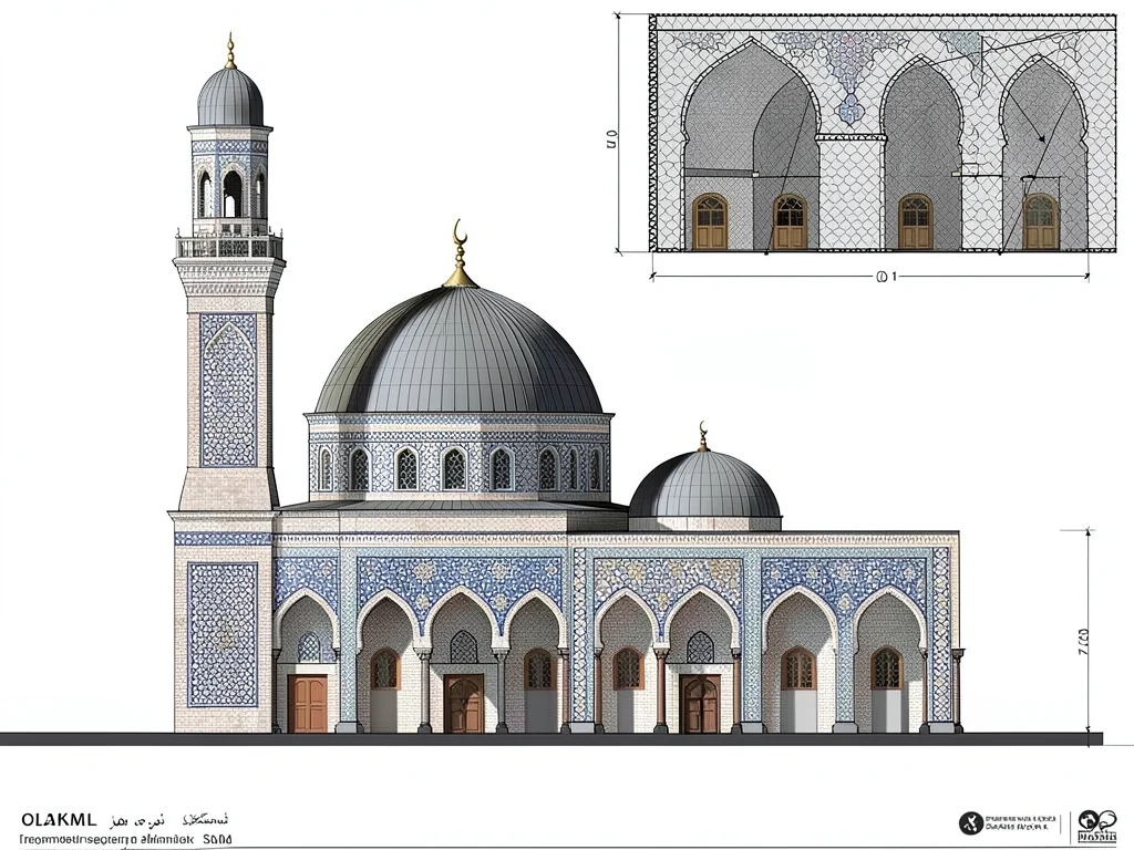 Islamic mosque elevation drawing