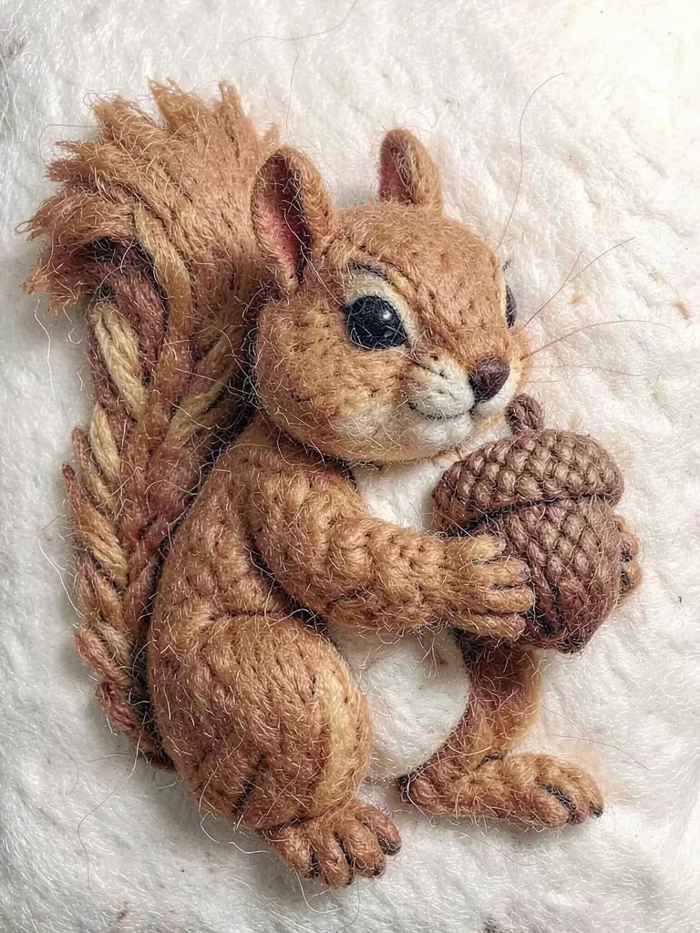 Squirrel holding acorn
