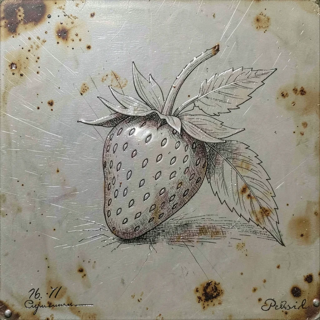 Strawberry with seeds and leaves