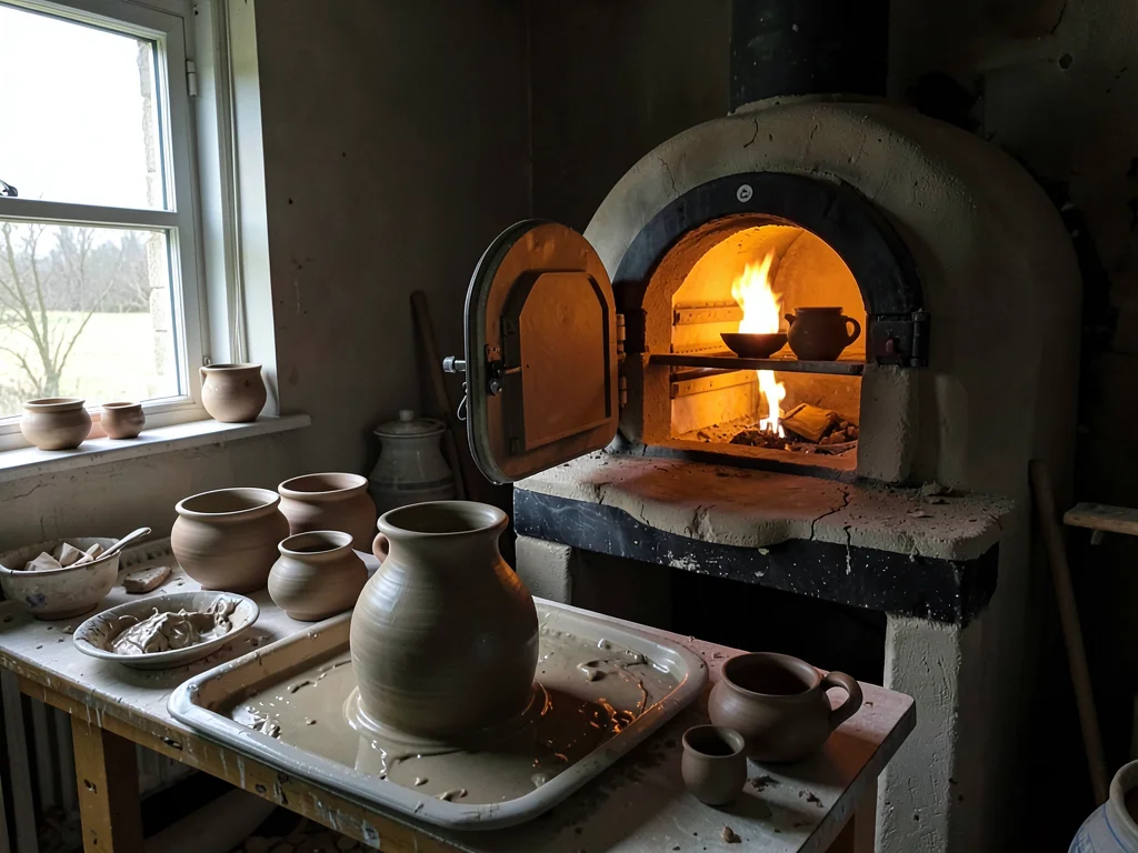 Kiln Door Open Showing Amber Interior Glow