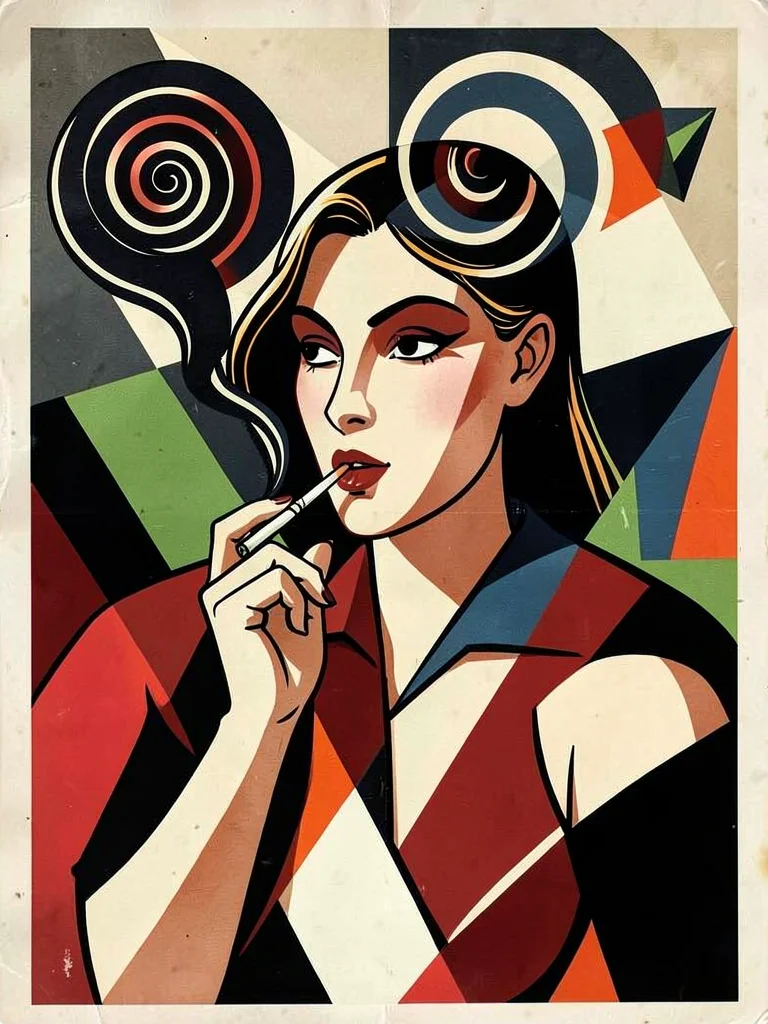 Art Deco woman with cigarette