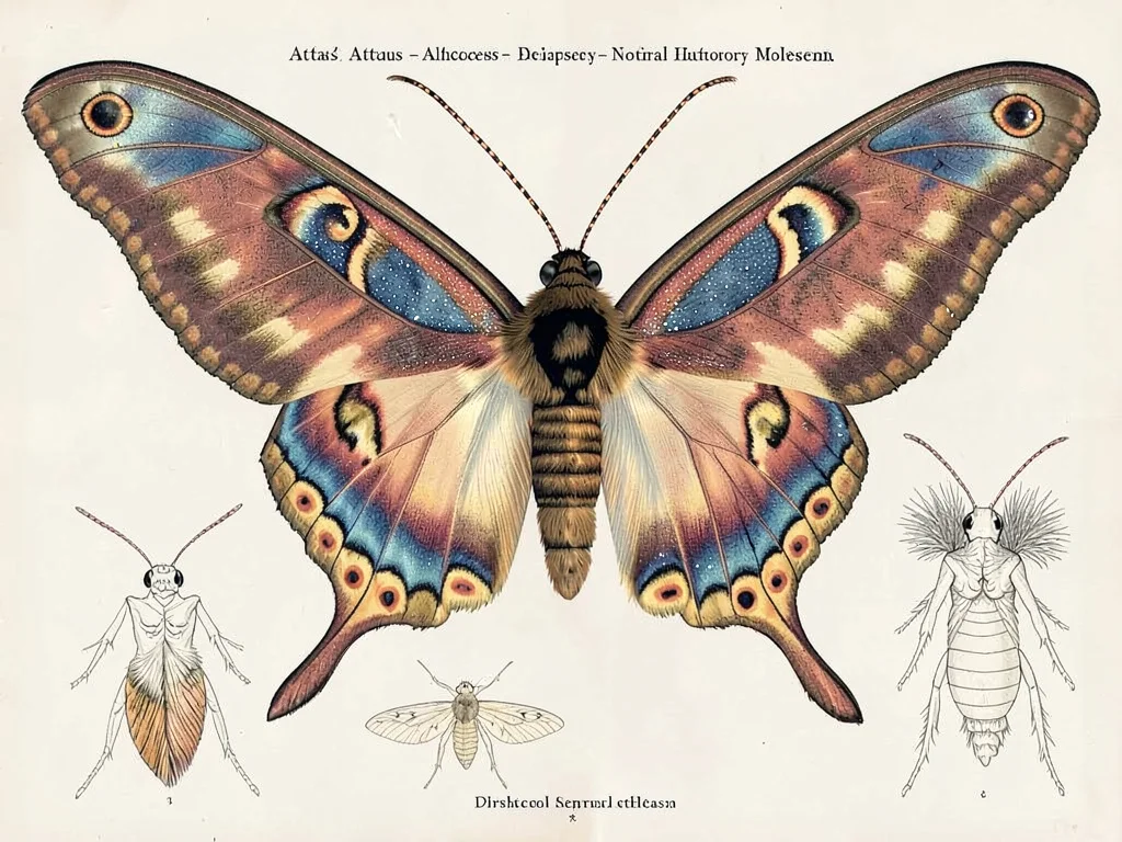 Atlas moth entomological plate