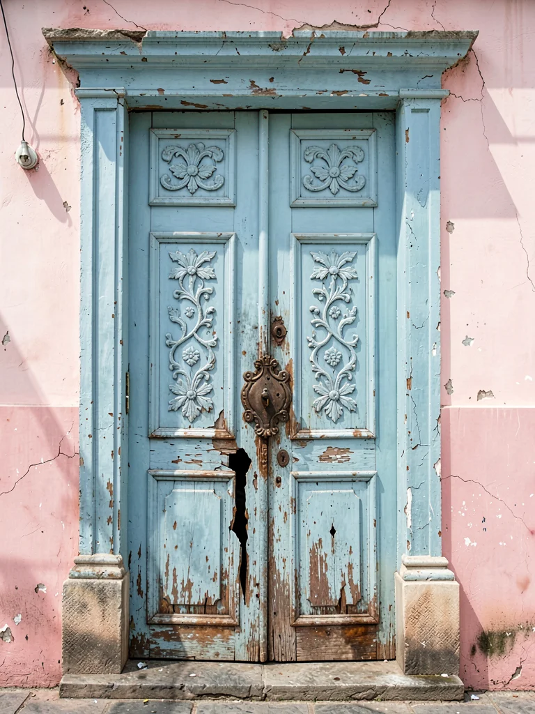 Carved Double Doors Cerulean