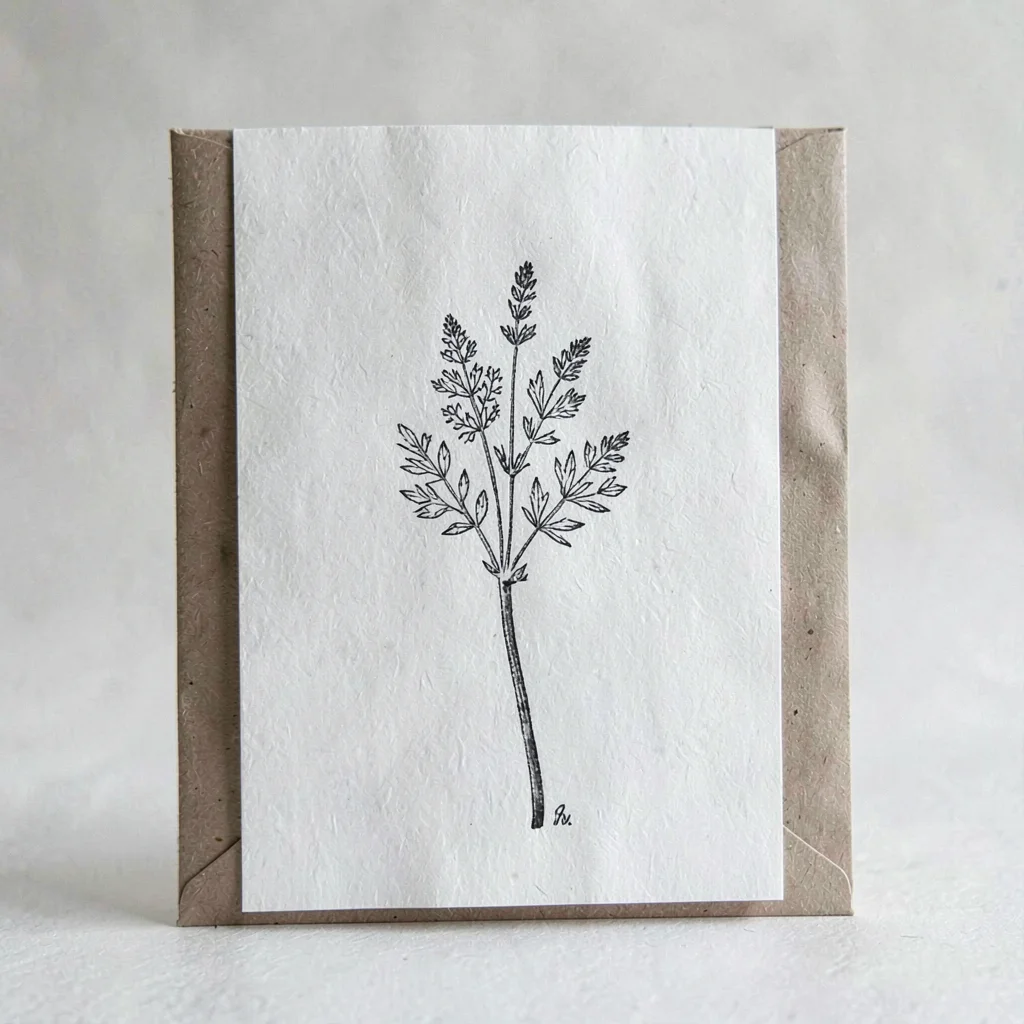 Vertical detail of a single specimen sheet slipped into a paper sleeve
