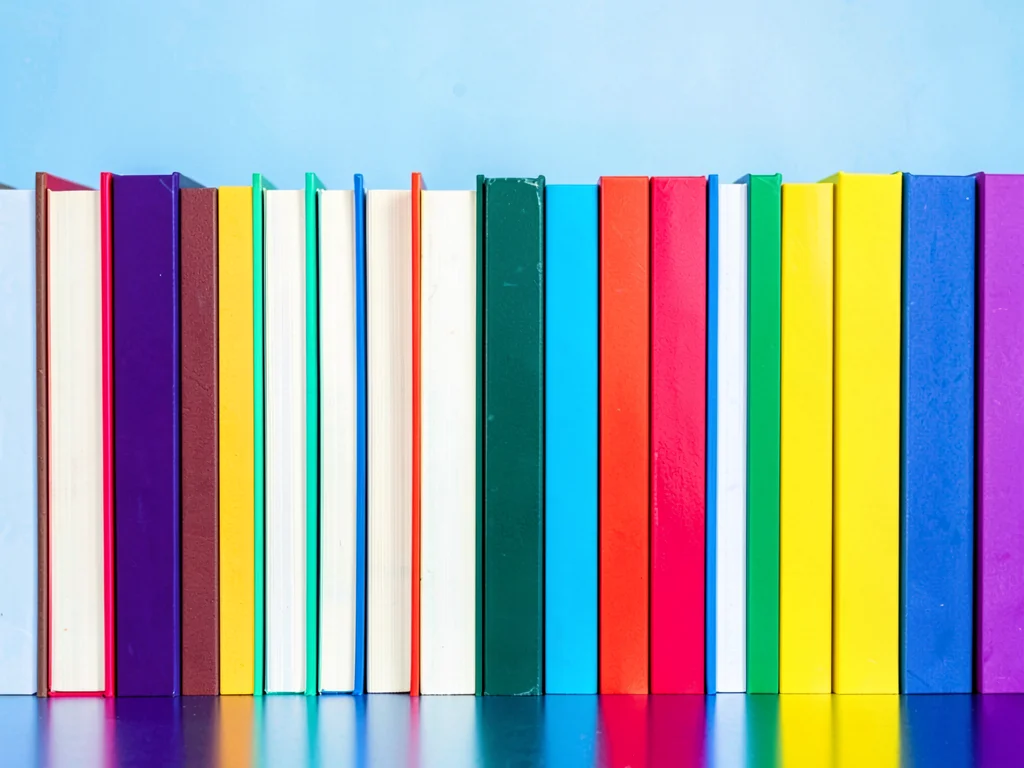 Arranged books by spine color