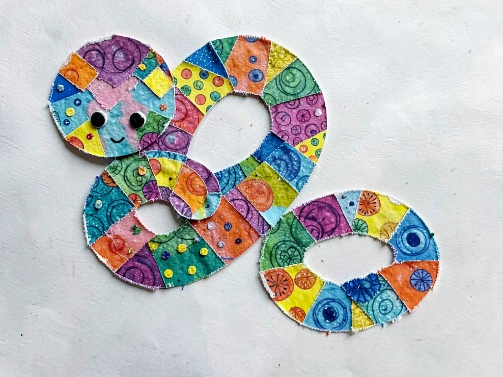 Paper collage patterned snake