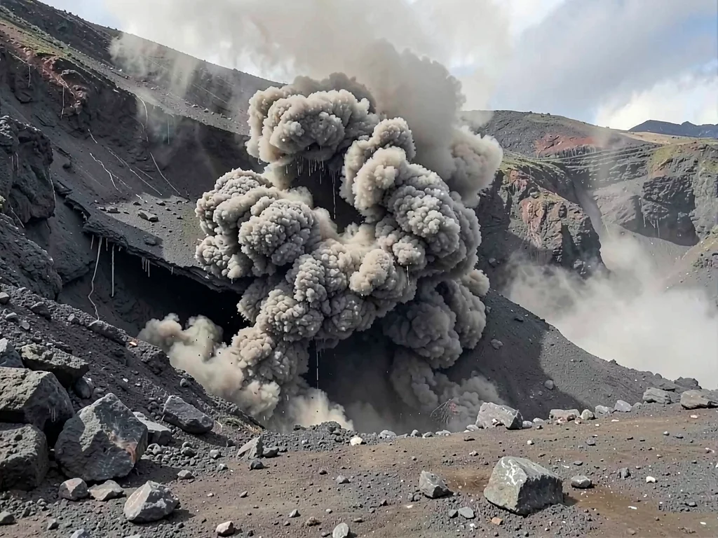 Roof collapse under ash weight