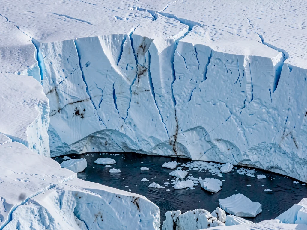 Terminus ice face showing varied blue