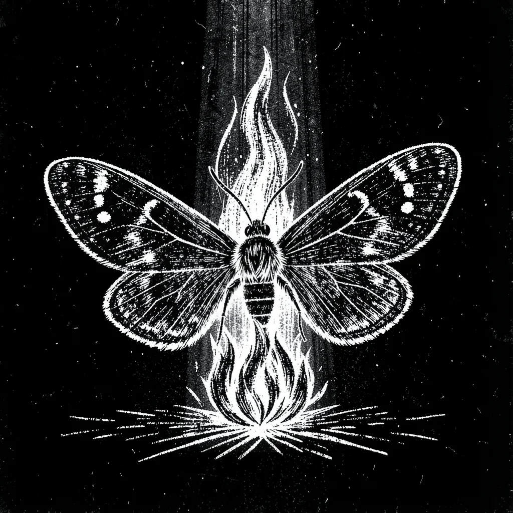 Moth flame scratchboard
