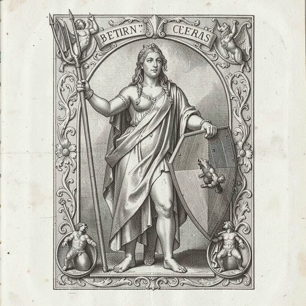 Britannia with trident and shield