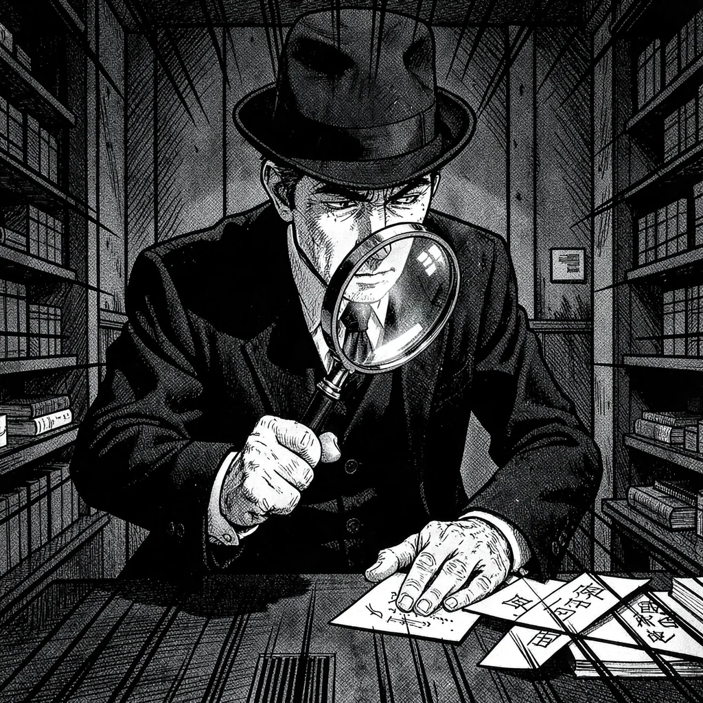 Detective examining clues