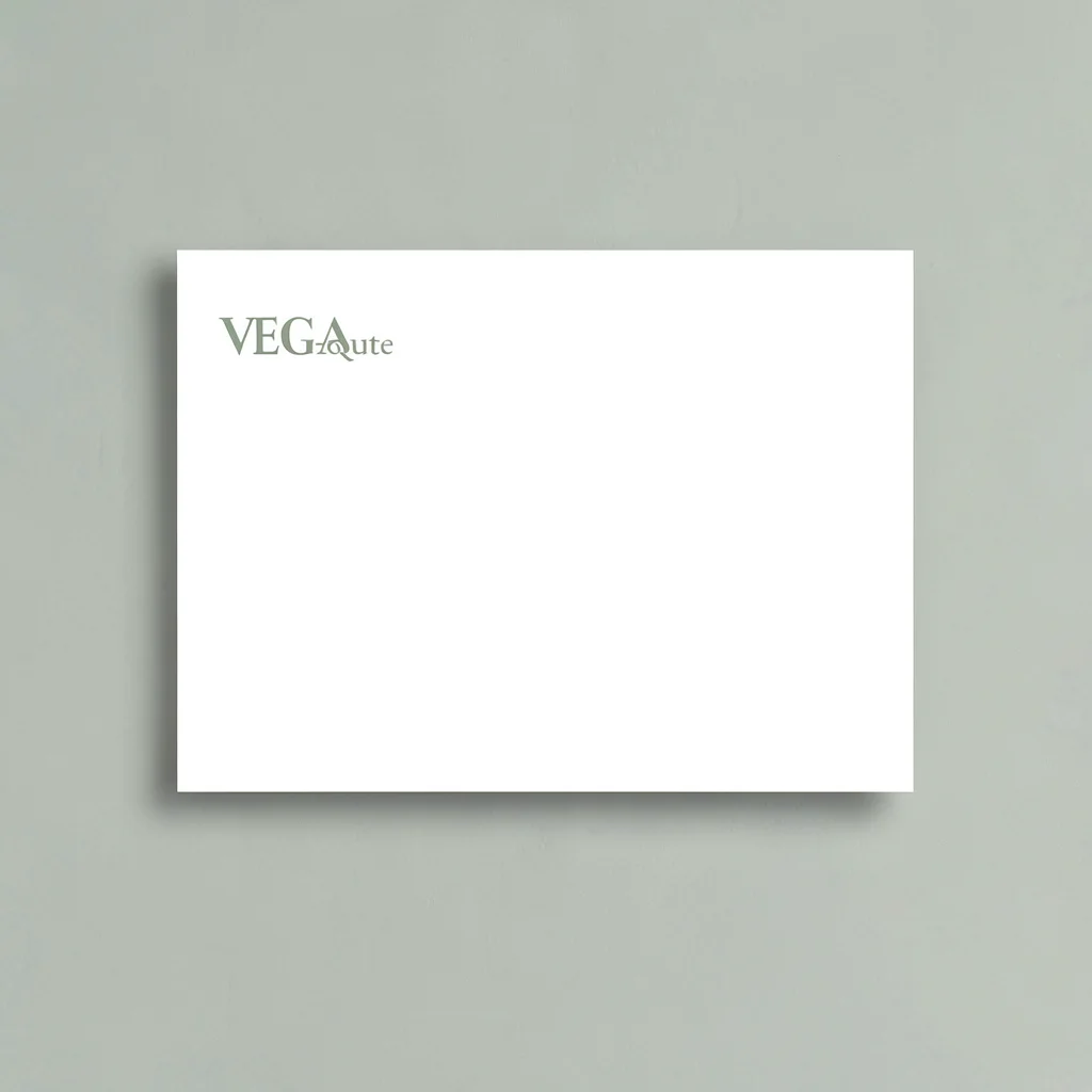 Vega-quotecard composition on muted sage background, calm formal feel, no readab