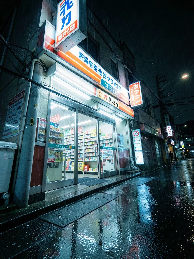 Rain Through Entrance Light Beam
