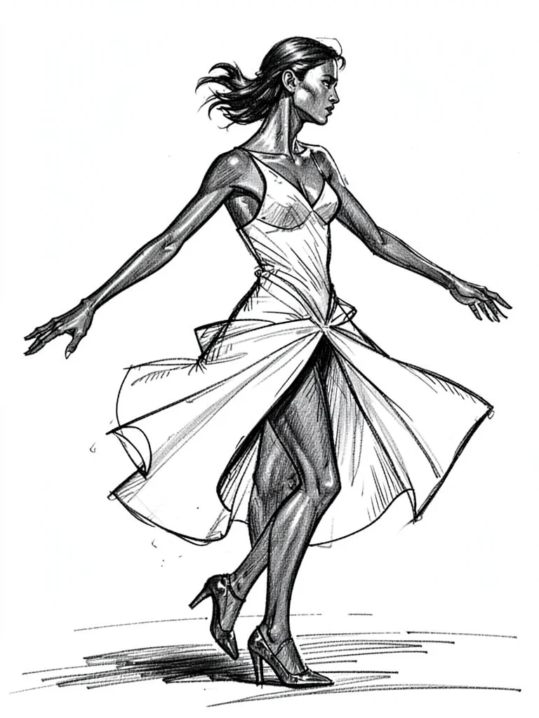 Sculptural silhouette fast walk