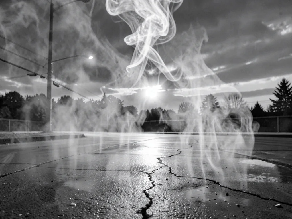 Heat waves rising from pavement showing organized convection