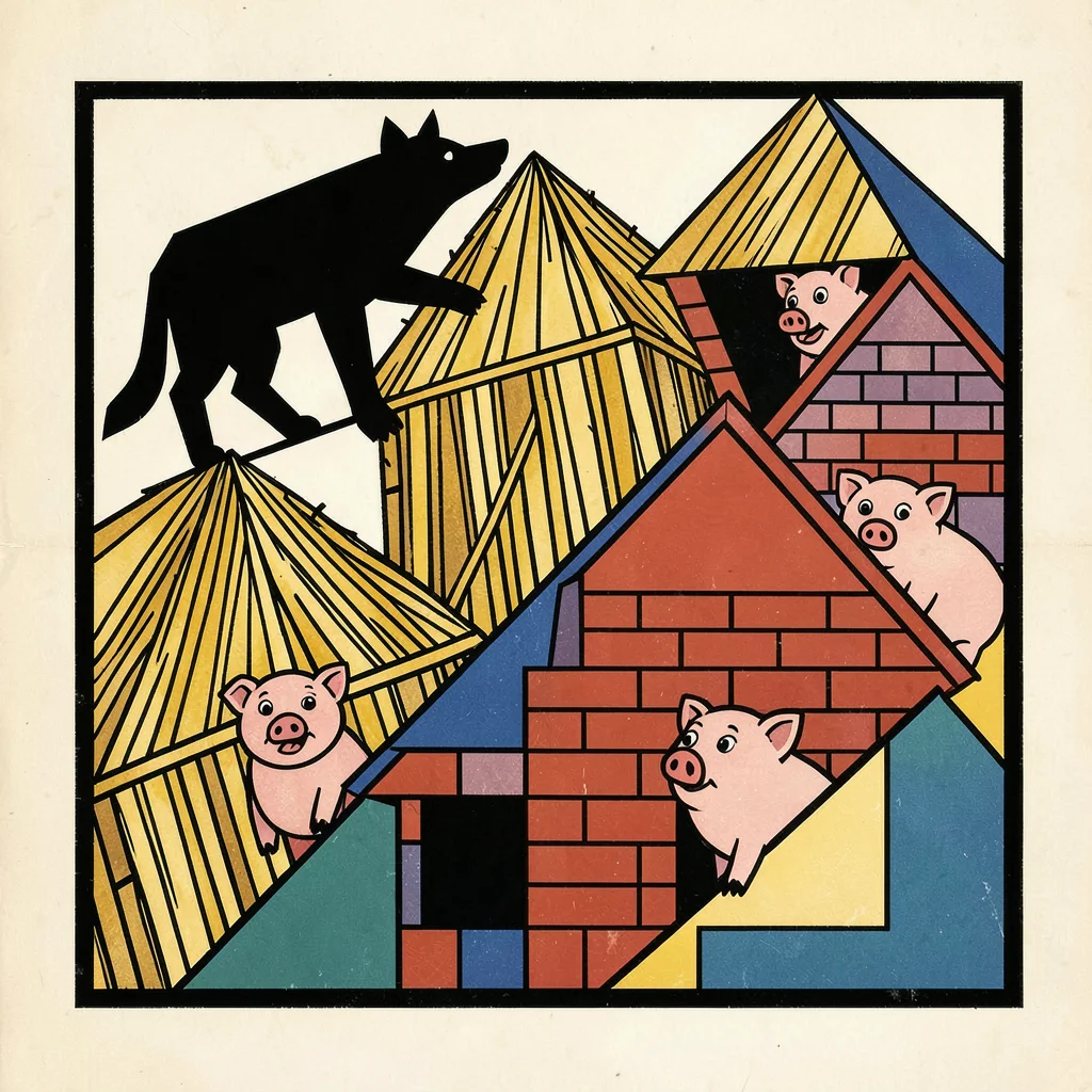The Wolf and Three Little Houses