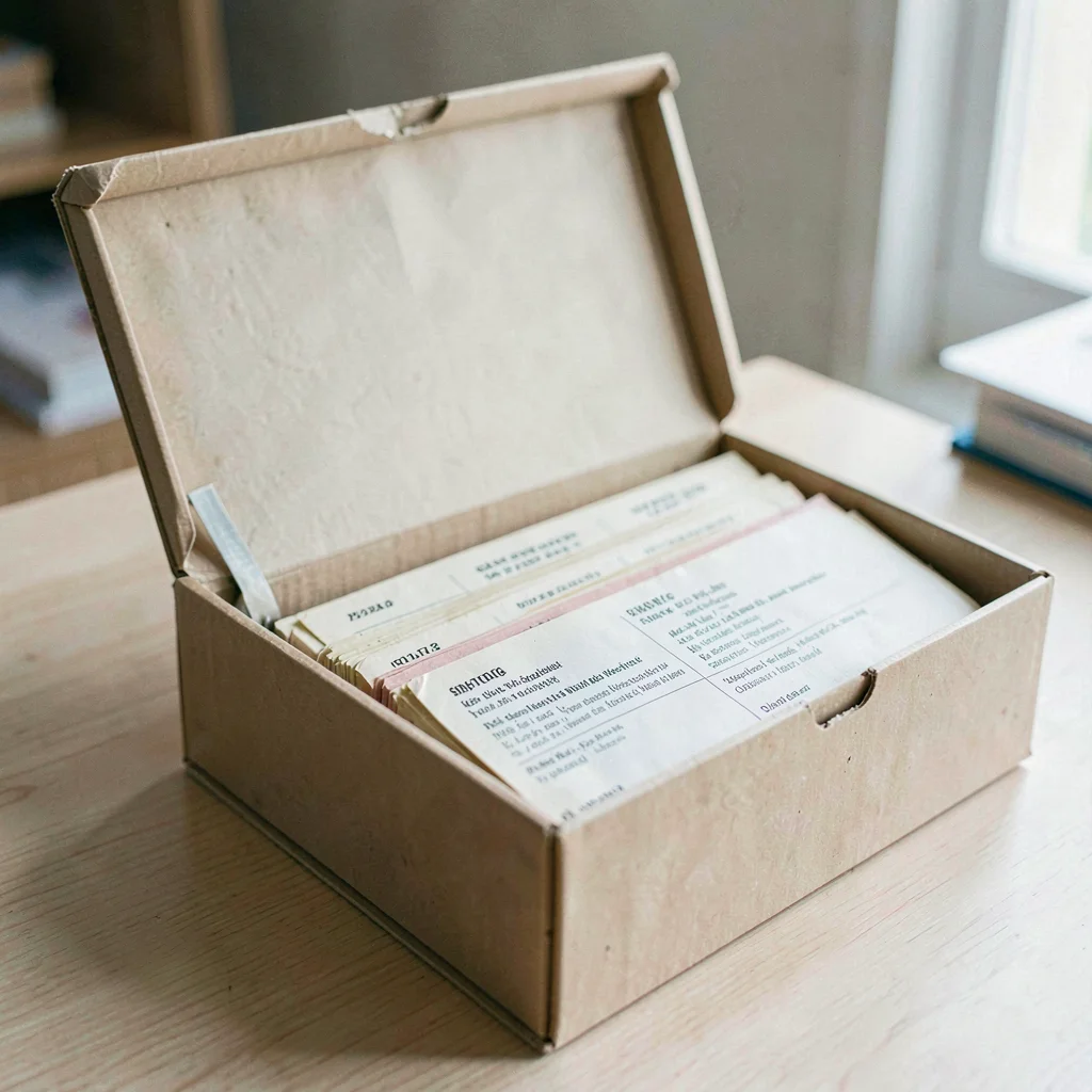 Vertical scene of a half-open archival box with bound program logs