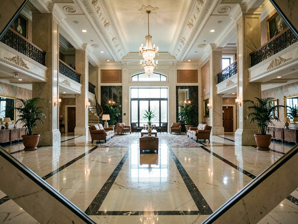 Grand hotel lobby centered